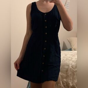 LOFT Black Sleeveless Button-Front Mini Dress